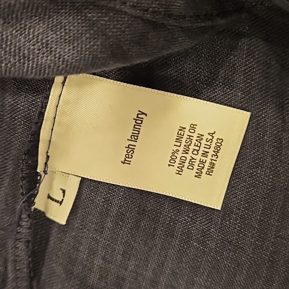 💕FRESH LAUNDRY💕 100% Linen Cropped Wide Leg Jumpsuit Blue Large *Flawed* NWOT - Picture 8 of 16